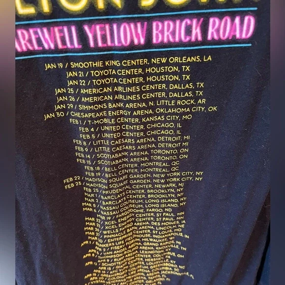 Elton John farewell yellow brick road tour 2022 Black Graphic T-Shirt, concert - Picture 5 of 5